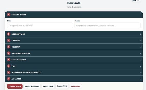 Boussole — interface française sur ordinateur