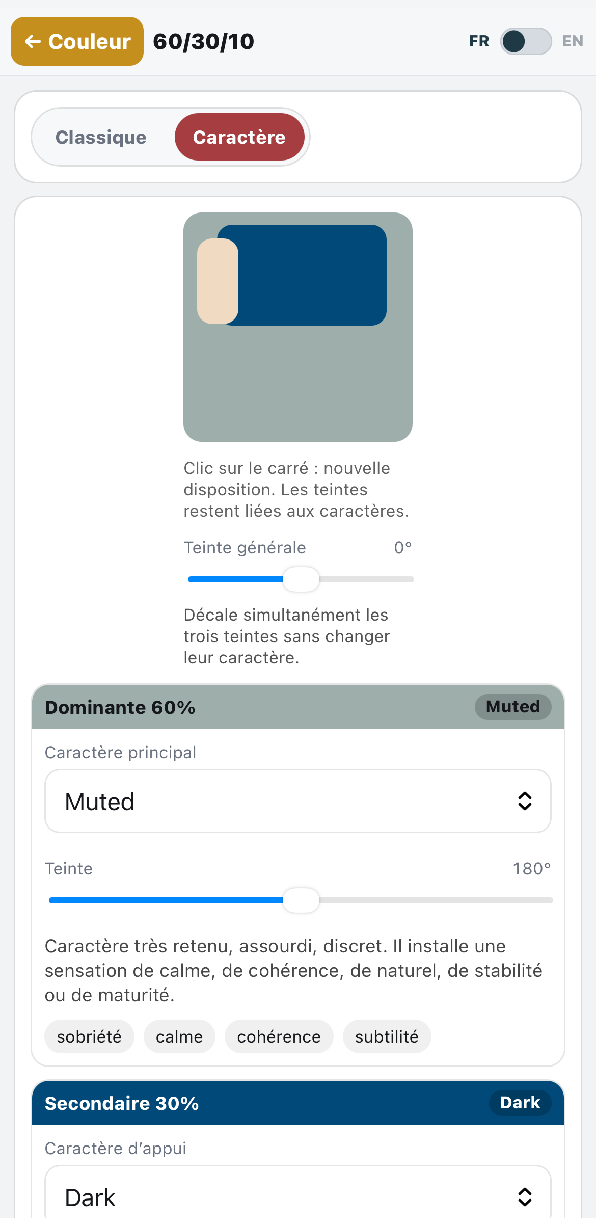 Module 60/30/10 sur mobile