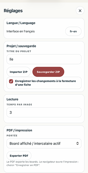 Réglages