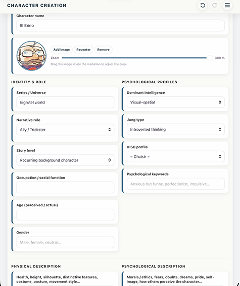 Personnages — English interface