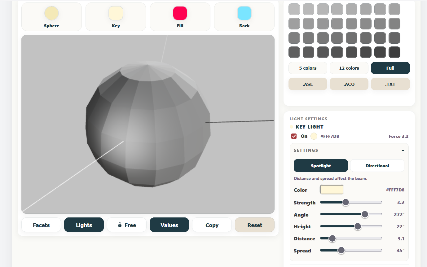 Mode valeurs de sphere ref